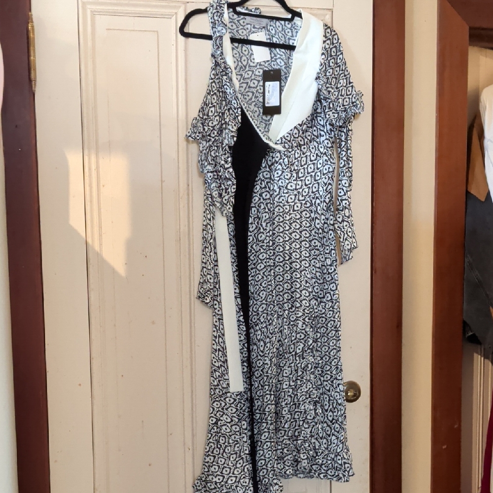 Nwt $1770 Preen Elegant Black and White Patterned Dress